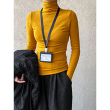 鹿西 纯色软糯修身长袖T恤内搭女秋冬保暖堆堆领加绒打底上衣2835