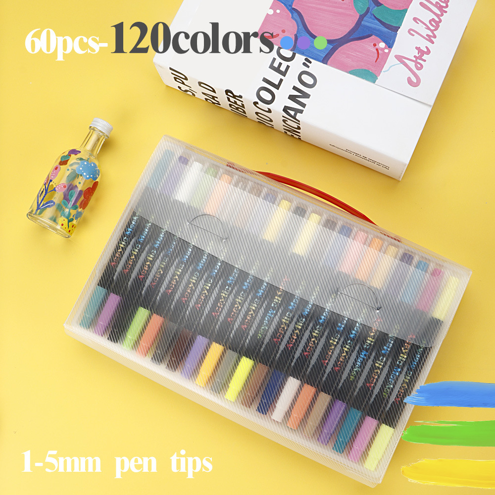 Dos cabezas de dos colores de acrílico blando conjunto de marcador de color plegable lavable con agua para niños pintados a mano graffiti colorido bolígrafo