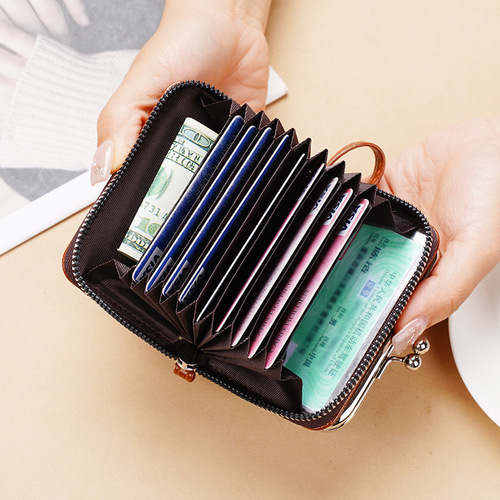 2024 new coin card holder cross-border supply women's buckle coin purse 4-inch zipper clip bag clutch bag