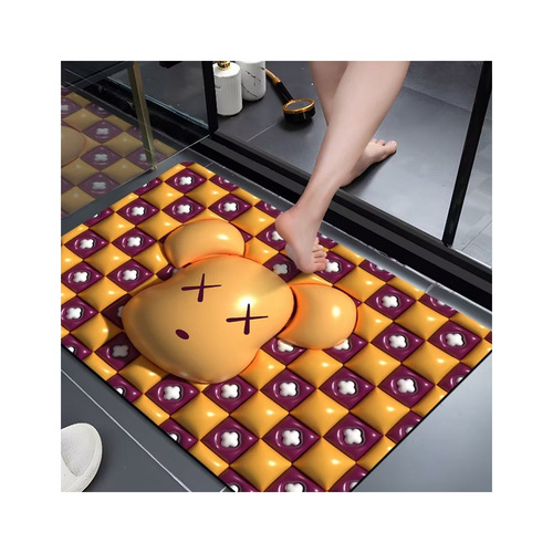 3D three-dimensional expansion ins wind violent bear bathroom diatom mud absorbent mat bathroom non-slip mat toilet foot mat