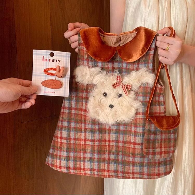 Vestido de Niña Dulce para Otoño e Invierno, Nuevo Estilo, Forrado de Felpa, Rojo, Ropa de Invierno para Niños, Vestido de Cumpleaños, Vestido de Princesa