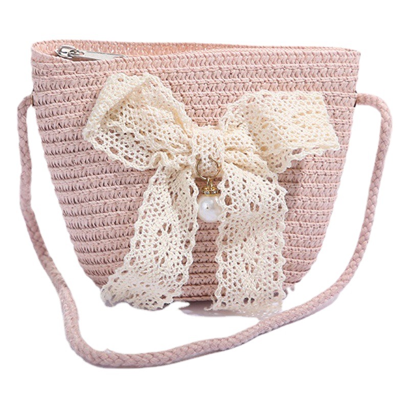 New Bag Princess Key Coin Purse Hand-Woven Children's Straw Bag Mini Fruit Zipper Bag Crossbody Bag Manufacturer