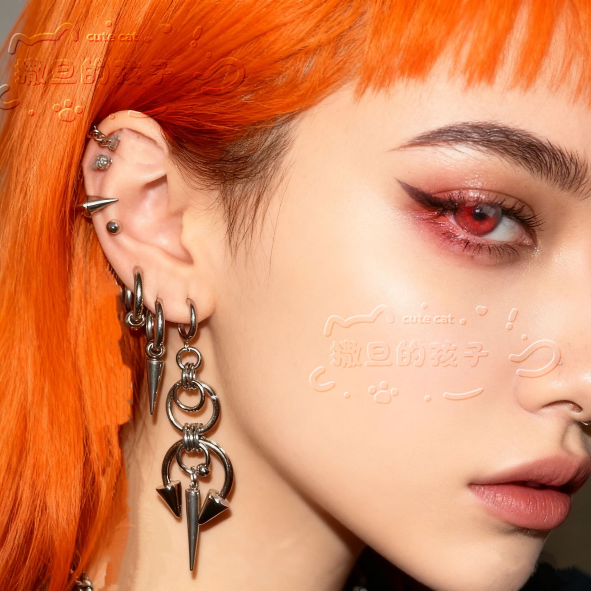 Pointed labret stud close-up product detail