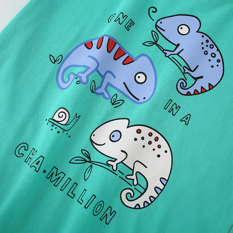 En stock malwee verano europeo y americano ropa infantil animal de algodón manga corta cuello redondo Camiseta