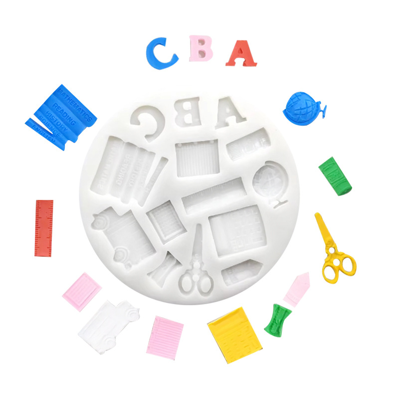 Back-To-School Stationery Shaped Silicone Mold DIY Chocolate Candy Decoration Cake Baking Tools Resin Clay