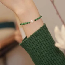 推荐珠宝22年新款【浮翠绿】珍珠绿玉髓手串 复古小众设计