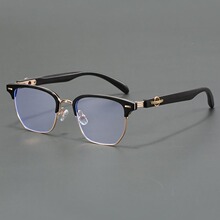 2025新款半框眼镜框可配近视度数木纹腿复古斯文眼镜架木九同款