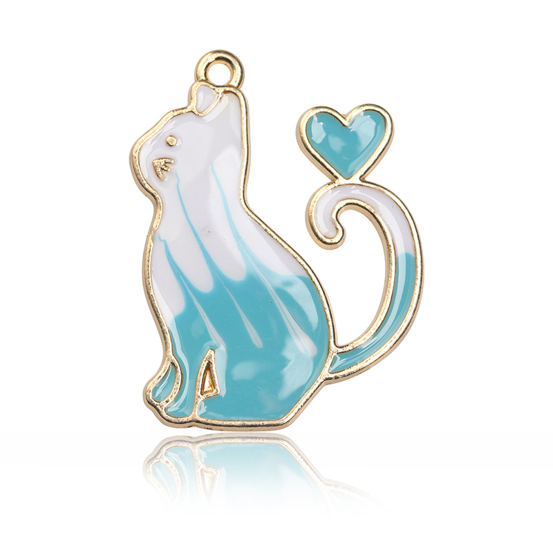 레이크 블루 캣 오일 드롭 펜던트 27*20mm2.25g 1개