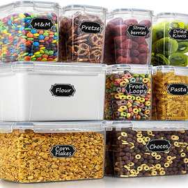 厂家塑料透明密封罐五谷杂粮储物罐厨房食品收纳罐PP料多规则套装
