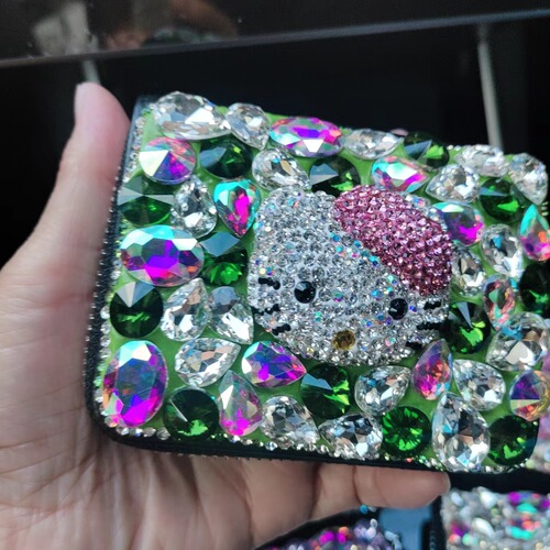 Premium Cowhide Leather Cat-themed New Design Diamond-studded Card Holder with Multiple Card Slots for Women, Multifunctional Pull-out Card Bag