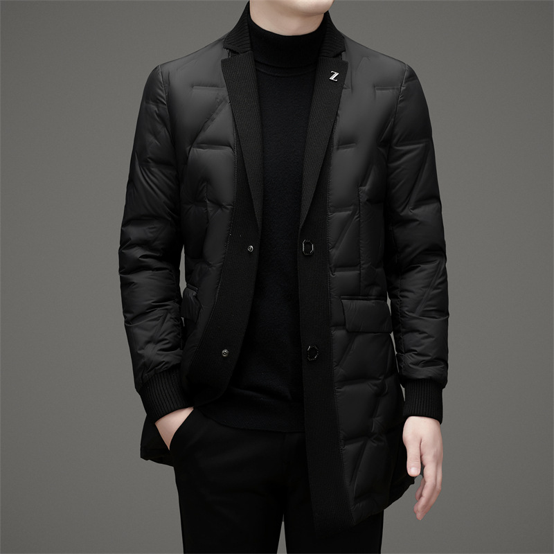 Winter long knitted down jacket for leisure