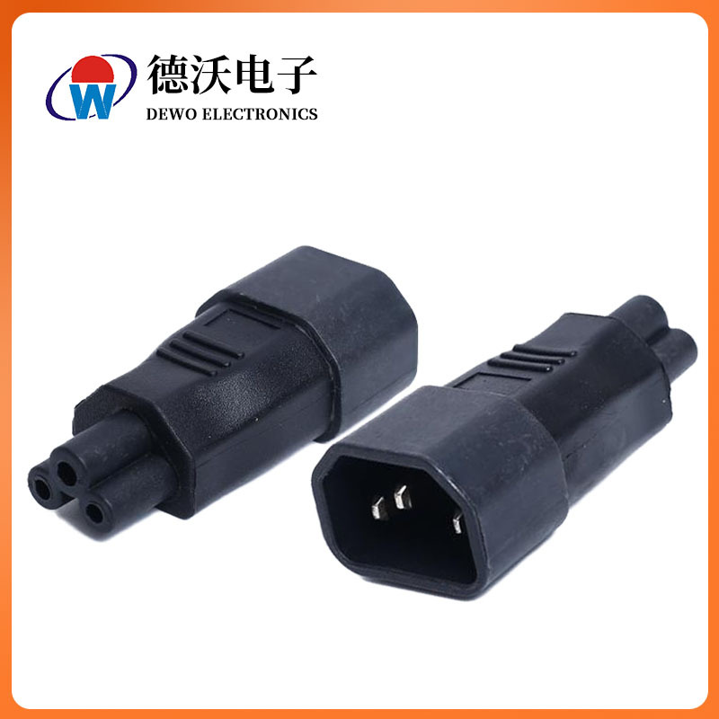 机箱品字电源插头C14公插转C5母插 欧标梅花尾插座品字插头