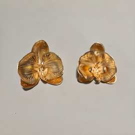 金色蝴蝶兰塑料花头假花diy头饰花墙造型花艺绿植高喜糖礼盒装饰
