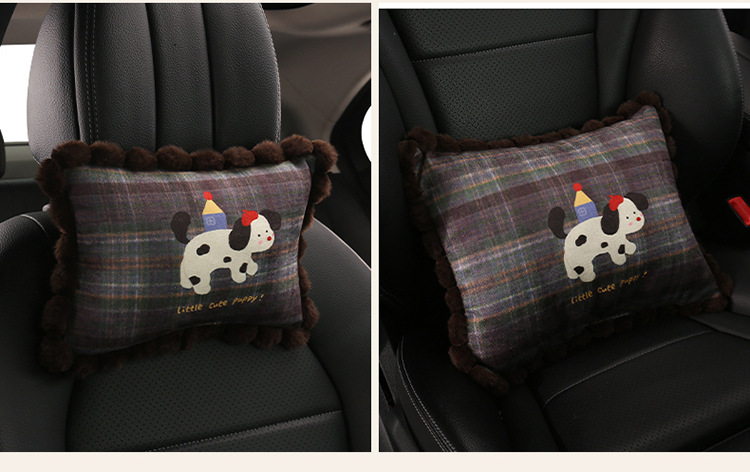 Blue and Gray Crayon Dog Car Seat Cushion, Suitable for All Seasons, Breathable and Non-Slip in Summer, Cartoon Cute Seven-Piece Set