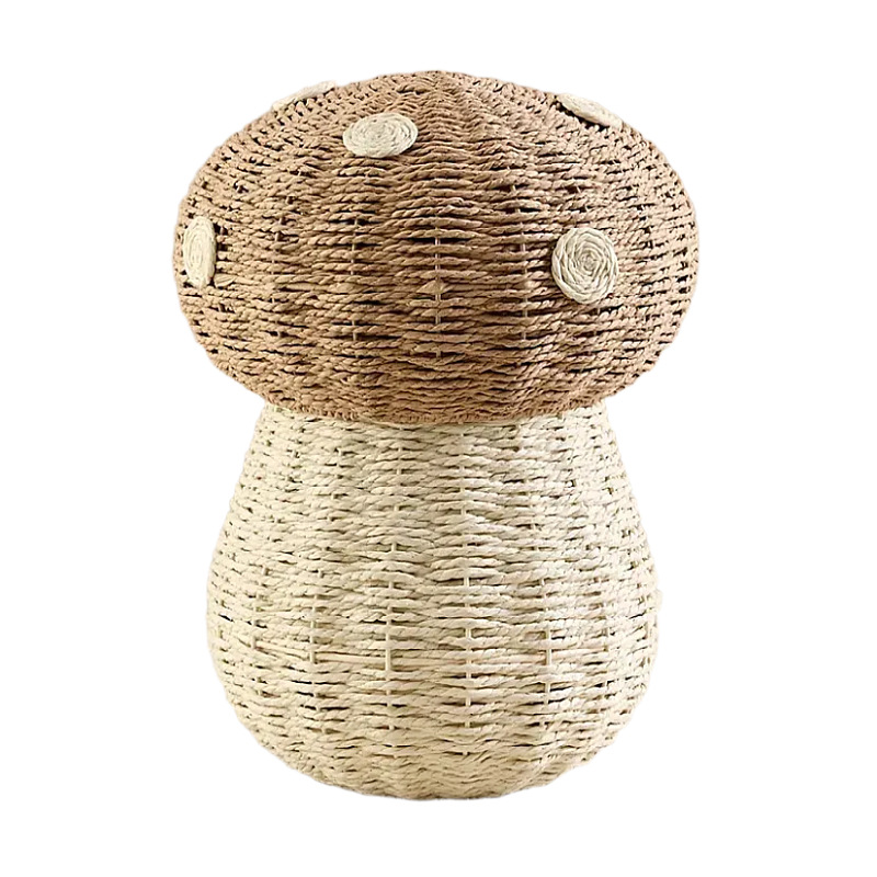 Cesta de almacenamiento de juguetes para niños en forma de hongo nórdico tela de caña canasta de peluche sala de estar caja de almacenamiento de dormitorio