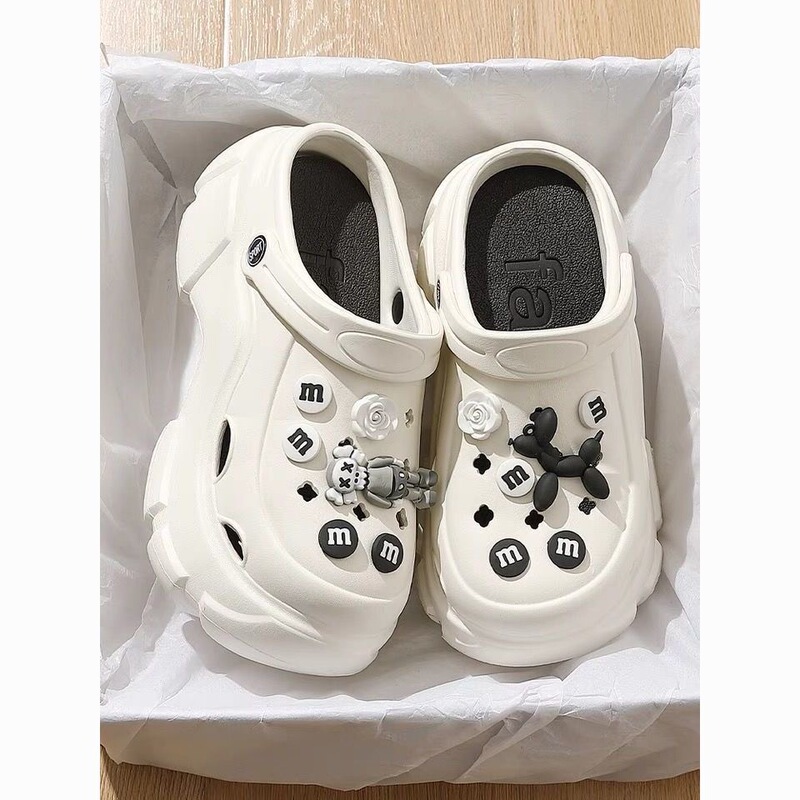 Puppy Cave Shoes Summer Women's Cute Cartoon DIY Shoes Flower Creative Thick Sole Increased Two Wear Sandals Wholesale