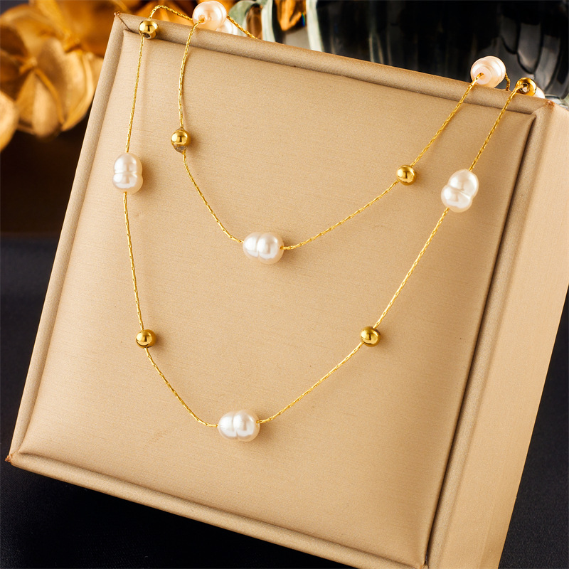 Elegant retro universal golden round beads pearl