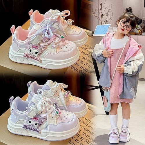 Children's sport shoes 2025 Spring soft sole casual Kuromi cartoon fashionable board shoes children waterproof versatile