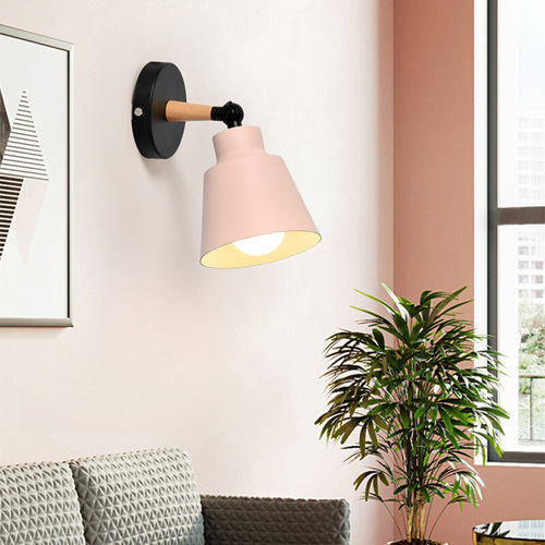 Nordic modern minimalist bedroom wall lamp American country iron macaron restaurant bar living room TV wall lamp