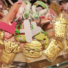純金 999 ゴールドペンダント 20mg ミルクティーバーガーフライドポテトバッグキーホルダーかわいいペンダント誕生日ギフト