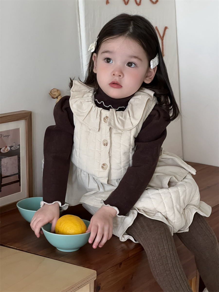 Invierno infantil engrosado conjunto de ropa infantil coreana ropa de bebé ropa de invierno de niñas chaleco de algodón envuelto con dos piezas