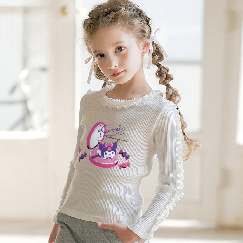 HelloKitty凯蒂猫美乐蒂联名女童秋季打底衫2025款法式田园风上衣|undefined