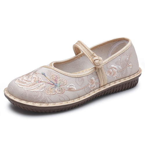  New Old Beijing Cloth Shoes Women's Fashion Handmade Embroidered Shoes Hanfu Ethnic Style Soft Sole Mom Shoes