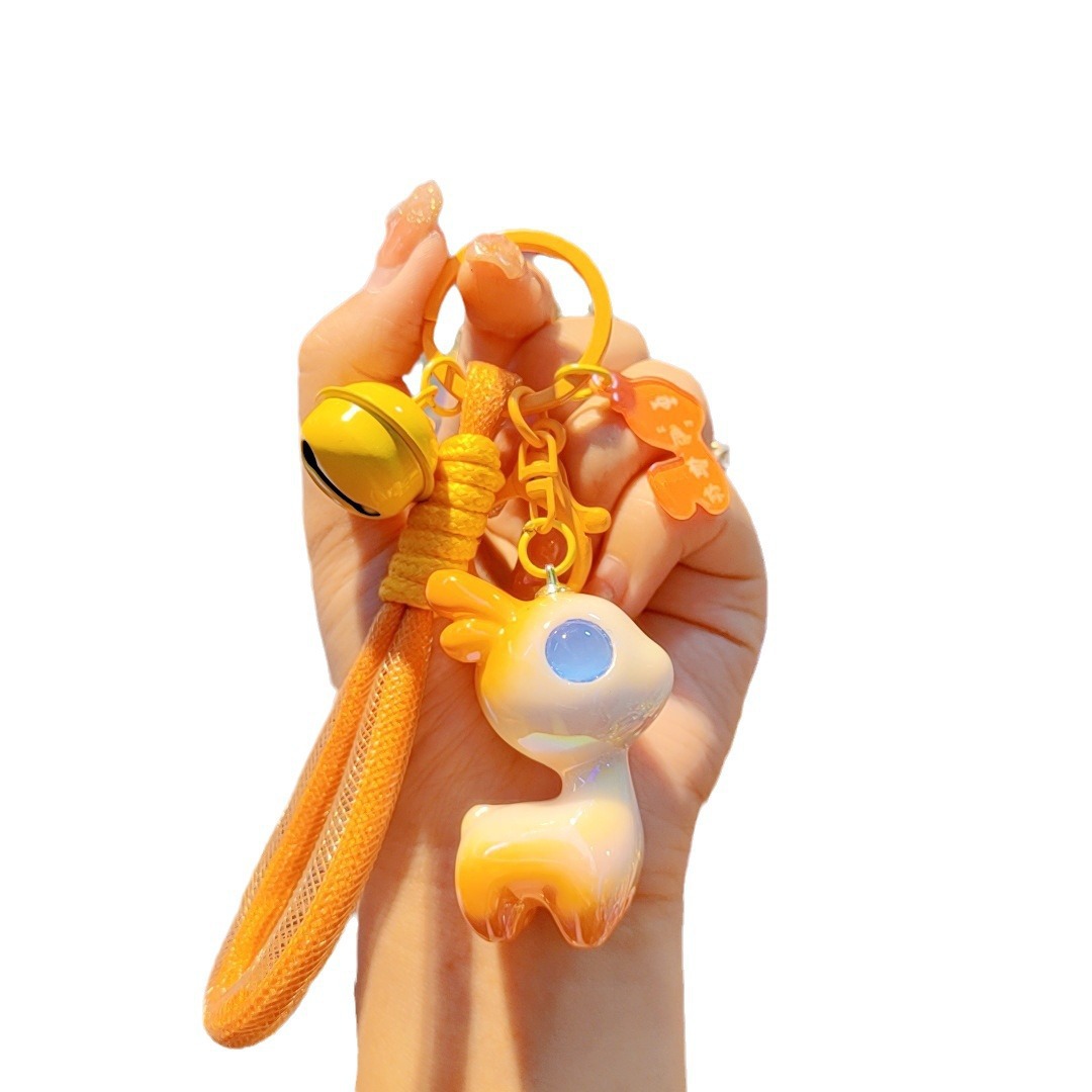 Nueva resina galvanizada colorido lindo ciervo llavero todo el camino seguro bolsos de pareja colgante llavero de automóvil