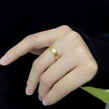 古法传承素圈戒指钛钢镀18K金男生女情侣指环食指戒个性不掉色