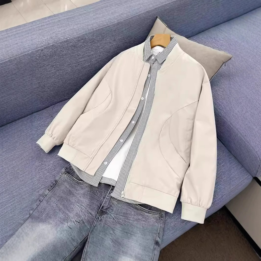 Jakna Pomlad in Jesen Nova Zunanja Oprana Oblačila za Prosti Čas Ohlapna Delovna Oblačila Stoječi Ovratnik Moški Plašč_voghion.com