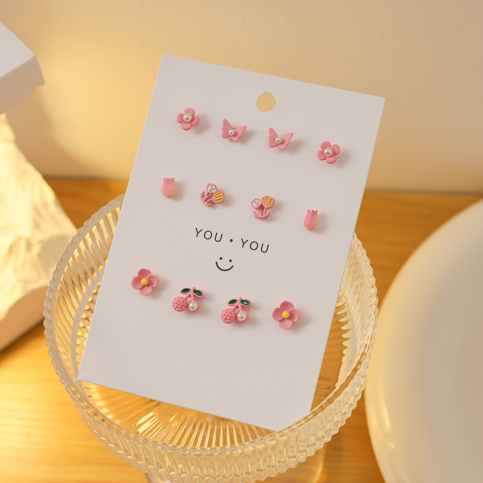 Juego de pendientes de aguja de plata simple y pequeño, combinación de pendientes geométricos de amor, pendientes lindos y dulces de todo fósforo, puesto al por mayor