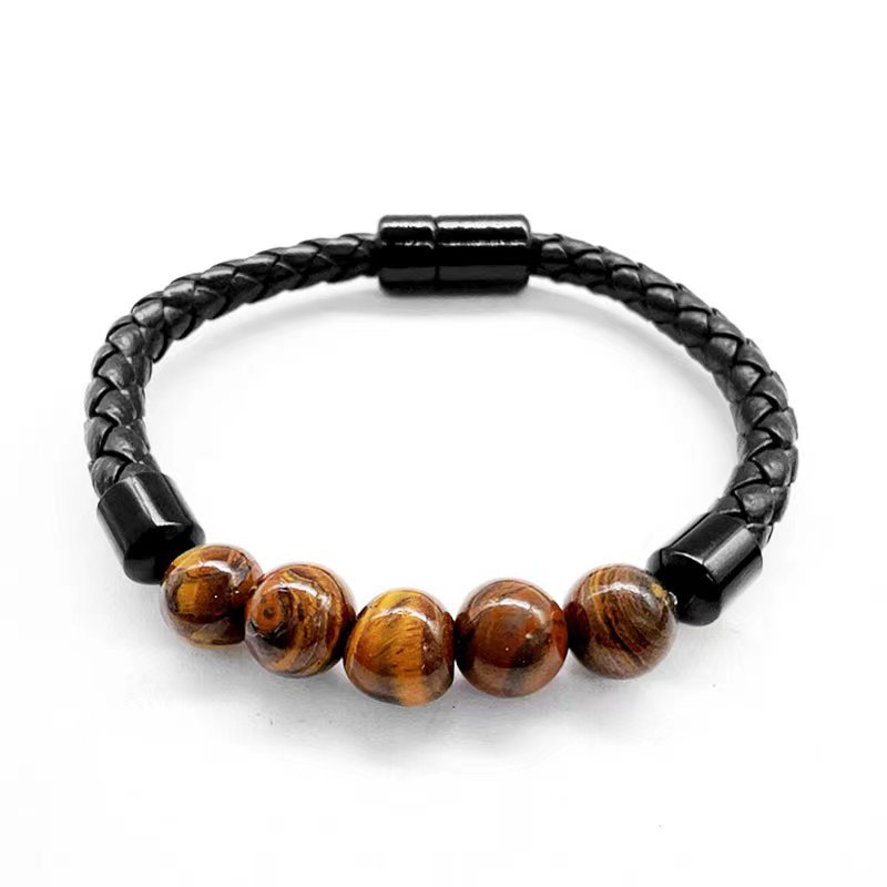 Cuerda de cuero-Yellow Tiger Eye Stone