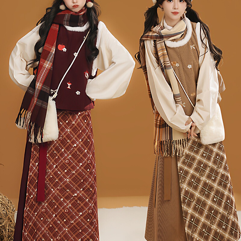 Original Hanfu for women [Mengzhi Island] Han-style round-neck top, new Chinese-style versatile outfit, everyday autumn and winter set