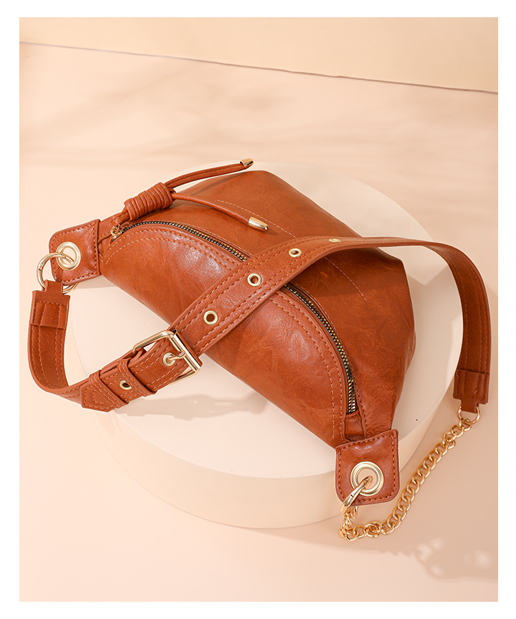 279g Weight Polyester Lining Material Zipper Closure Type Single Shoulder Strap Strap Type Crossbody Bag, Fanny Pack Bags Type Women's Pu Leather Solid Color Vintage Style Classic Style Square Zipper Crossbody Bag Fanny Pack