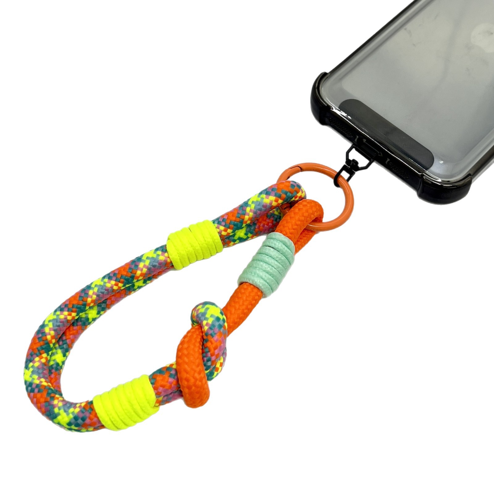 Gran anillo grueso ajustable cuerdas de muñeca empalme de caso de teléfono móvil japonés y coreano corto hardware rotativo hoja de metal resistente a caídas