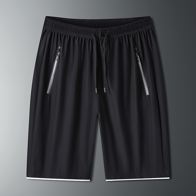 Nuevos pantalones deportivos elásticos de verano, bolsillo con cremallera, pantalones de secado rápido de cinco puntos, pantalones de gimnasio delgados transpirables de hielo image 7
