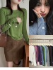 Korean trendy brand egg egg home 2025 autumn wool knitted bottoming shirt T-shirt for women soft, waxy, skin-friendly and versatile top