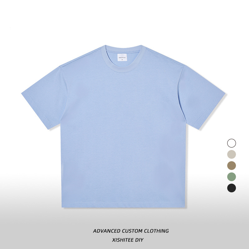 Camiseta blanca de manga corta de algodón puro para hombre, talla europea y americana extragrande de 280 g, personalizada, moderna y fresca para el verano. image 17