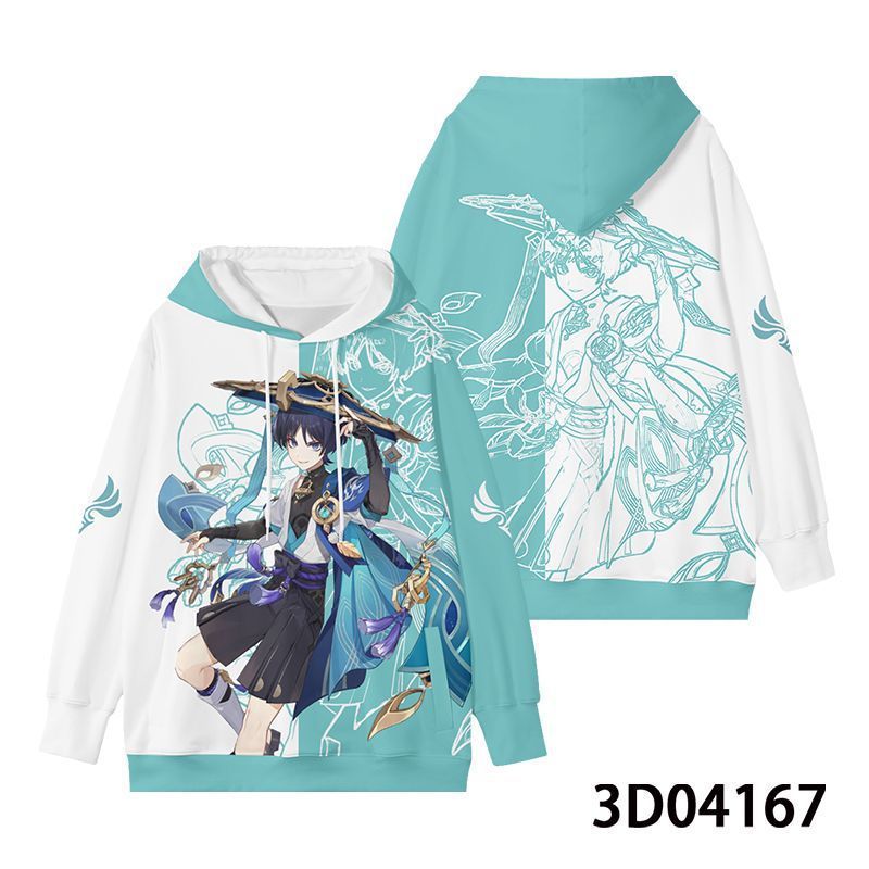 2023アマゾンの新商品の元神アニメの周辺の3dパーカーの半袖の日本の2次元のレジャー服|undefined