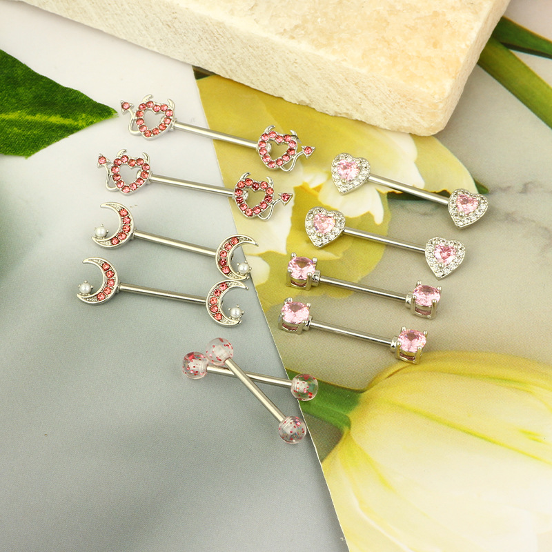 10g Weight nipple ring Classification Nipple Rings & Studs Piercing Type 1 Pair Nipple Rings & Studs Simple Style Geometric Heart Shape 304 Stainless Steel Copper Plating Nipple Rings & Studs