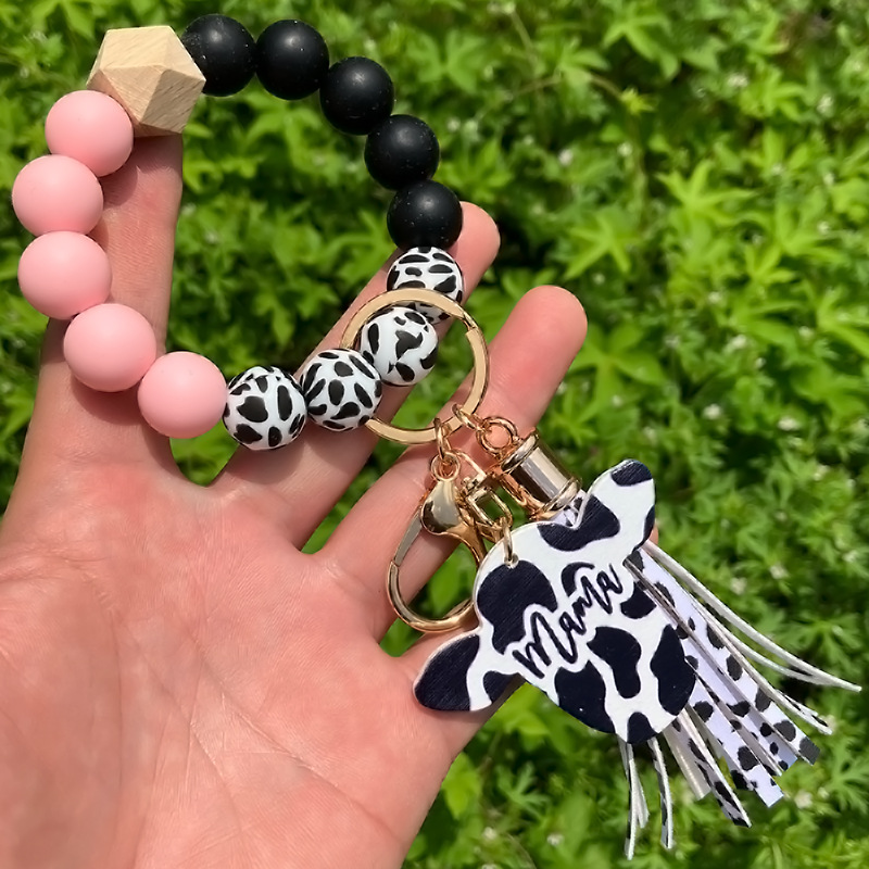 Silica Gel Material Letter Pattern Beaded Design Ethnic Style Style 1 Piece Ethnic Style Letter Silica Gel Beaded Bag Pendant Keychain