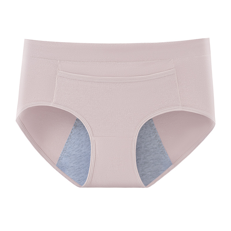 Ropa interior fisiológica de cintura media, entrepierna de algodón puro para mujer, período menstrual, tres capas de bolsillos para el abdomen cálidos, a prueba de fugas, tía, algodón largo