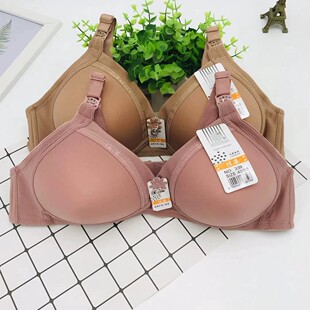 Jiazi 339 glossy bra for middle-aged and elderly women without steel ring two breasted bra AB Universal Cup