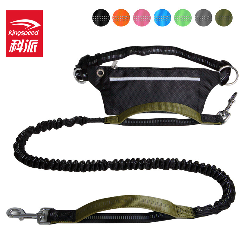 Dongguan kepai corriendo cuerda de tracción con bolsa de cintura cuerda de tracción transfronteriza para mascotas nylon reflexivo perro caminando cuerda de tracción