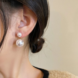 Authentic Double-Sided Pearl Earrings for Women, Autumn and Winter Retro Temperament Earrings, Unique Niche Design, Cold Style