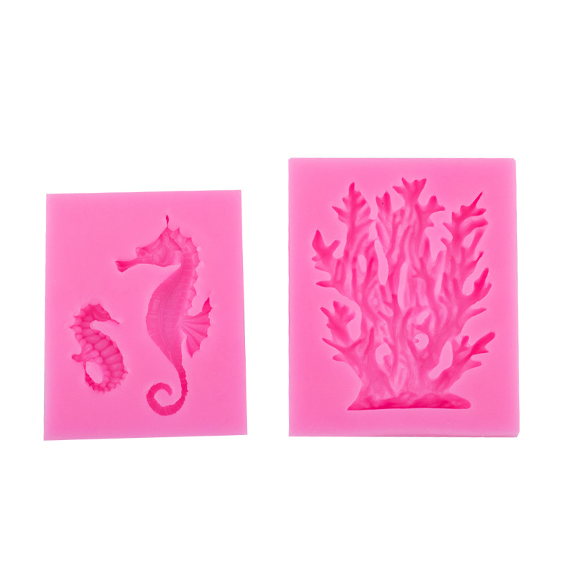 Océano serie sirena cola Shell Starfish Seahorse silicona molde fondant chocolate hornear decoración Accesorios