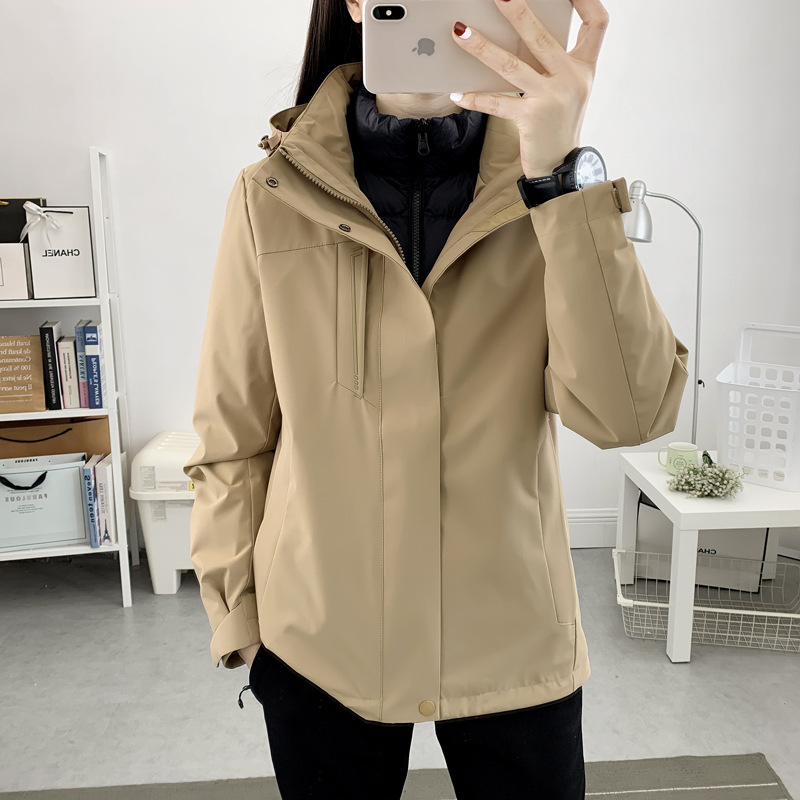 Jacket de asalto para hombres y mujeres otoño y invierno 2023 nuevo estilo al aire libre 3 en 1 desmontable plumón escondido marca de marea a prueba de viento impermeable image 8