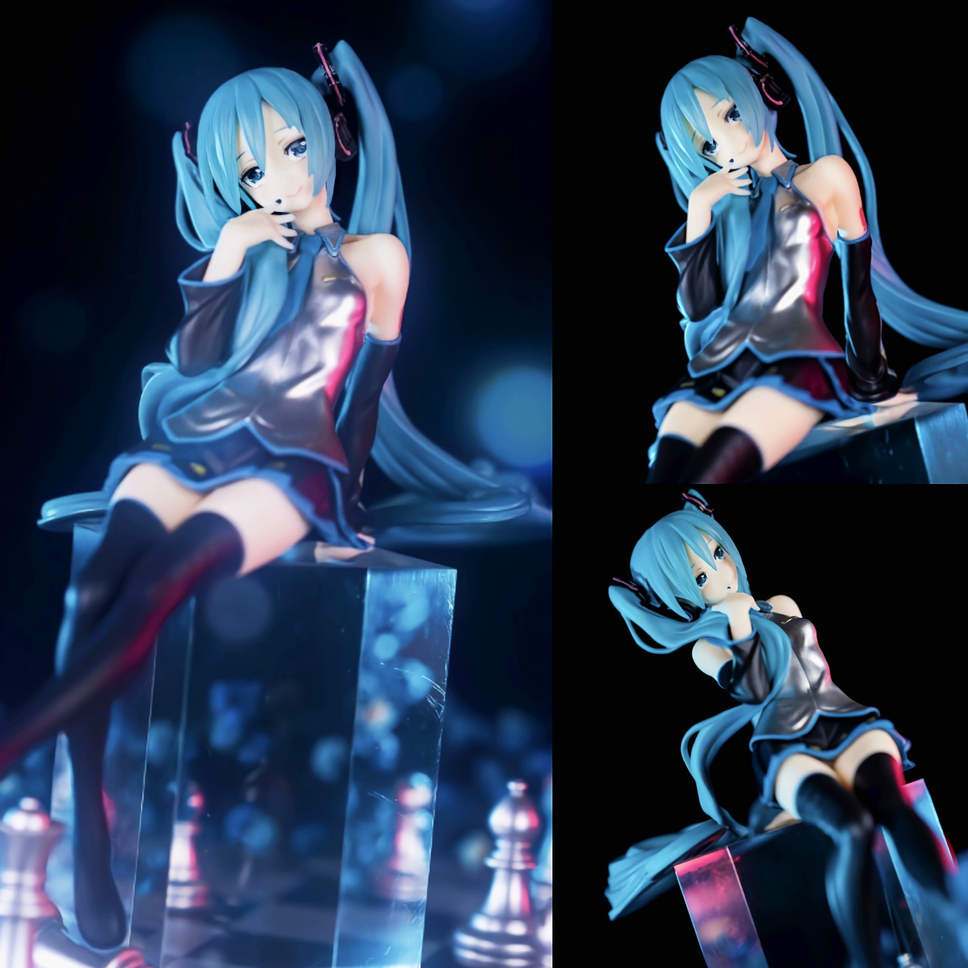 Фигурка (Hatsune) Black Star Red & White ver, 16 см в синем костюме, коллекционная