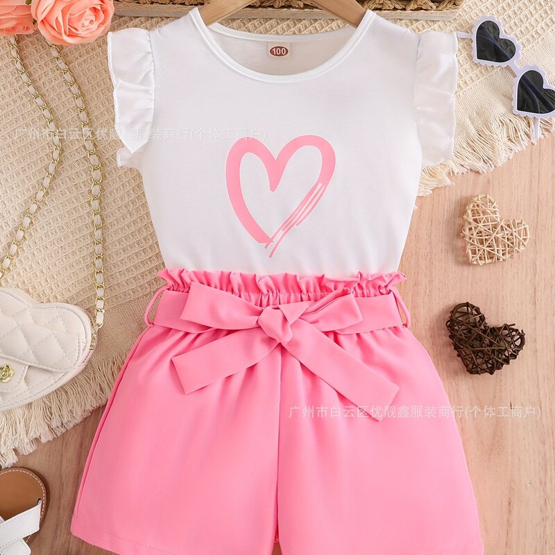 Round-neck sleeveless top and short skirt set 儿童印花两件套|undefined