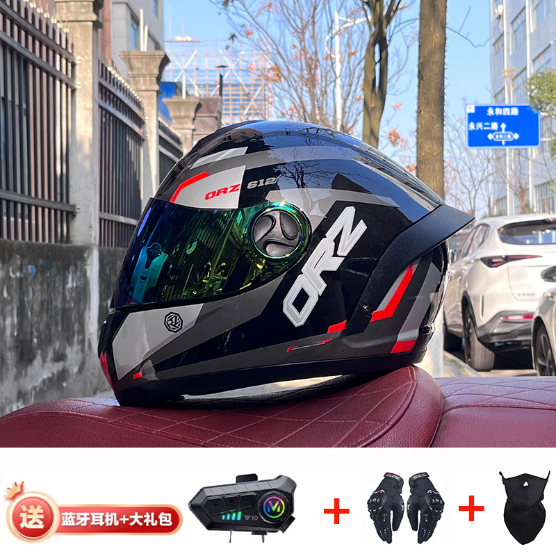 Bluetooth cross-border casco de motocicleta casco completo hombres y mujeres invierno cálido seguridad Four Seasons Knight coche eléctrico casco completo